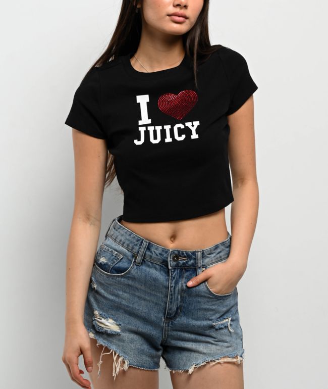 Juicy Couture I Love Juicy Black Crop T-Shirt - Juicy Couture