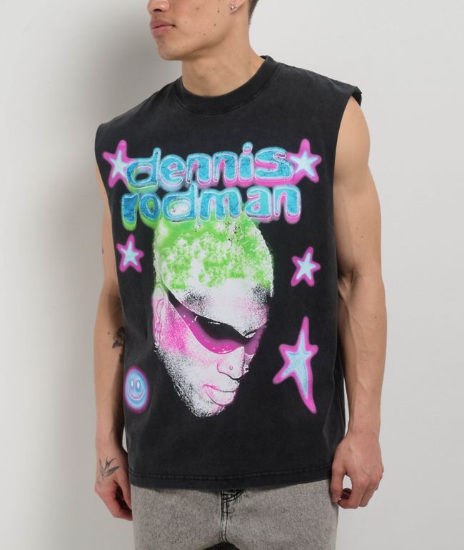 Rodman Apparel Glitter Is Gold Black Muscle Tank Top - Rodman