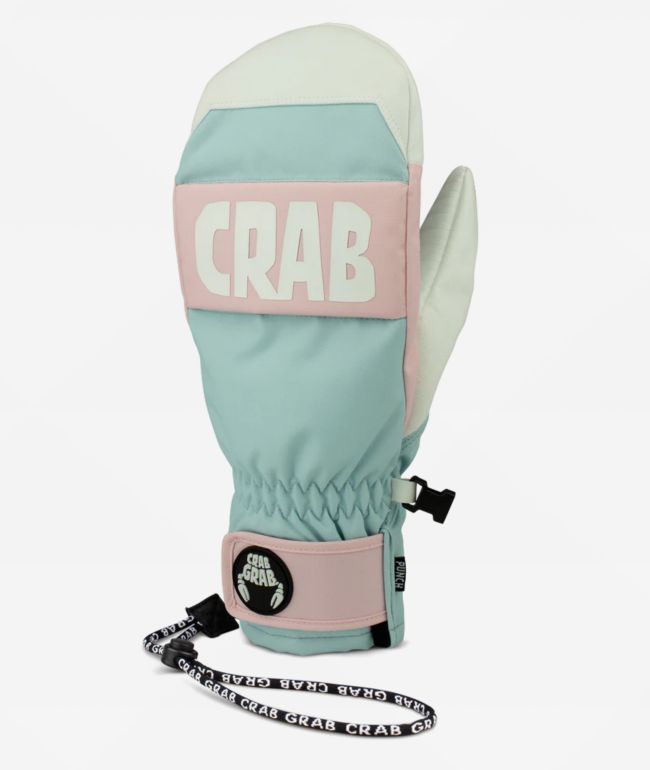 Crab Grab Punch Baby Blue & Pink 15K Snowboard Mittens - Crab Grab