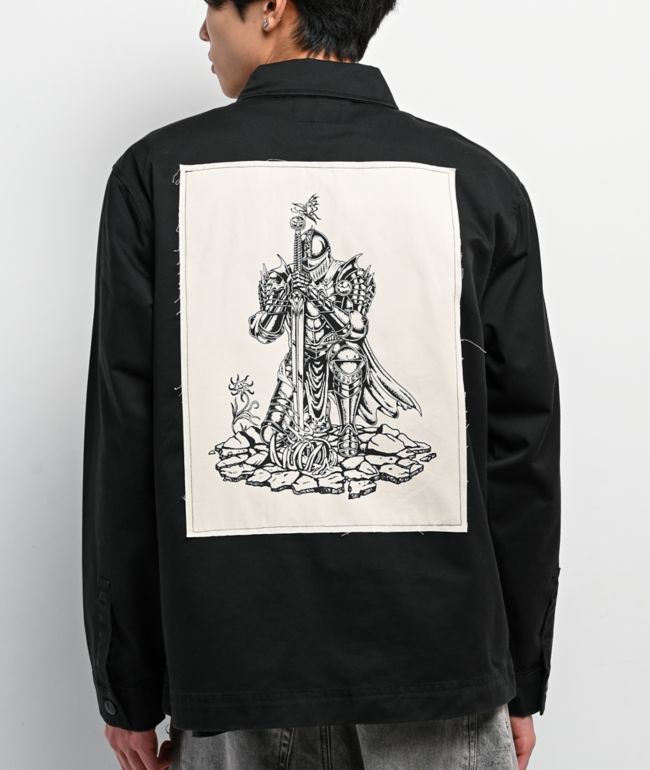 Welcome Paladin Black Long Sleeve Zip Work Shirt - Welcome Skateboards