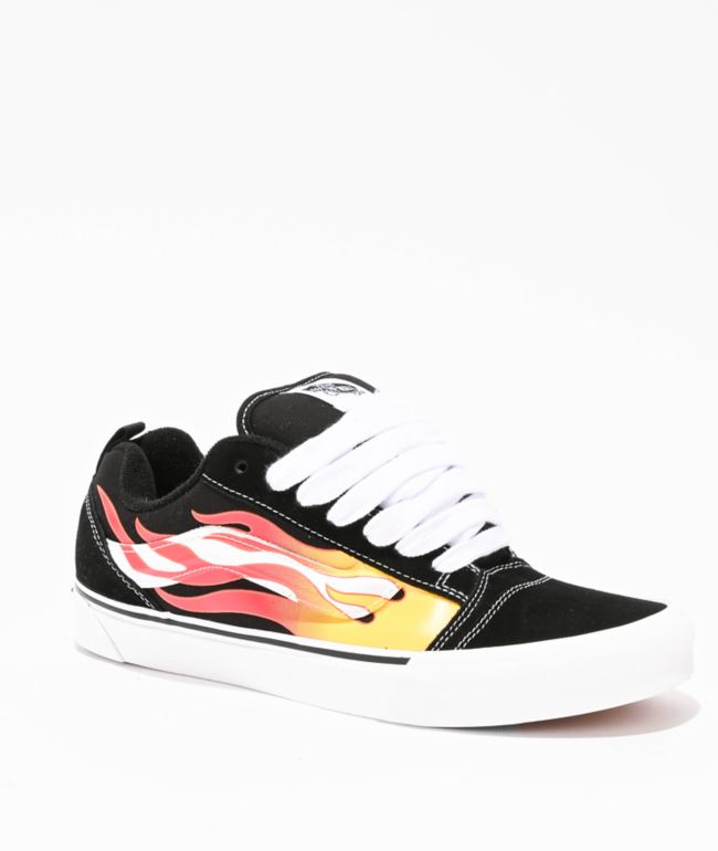 Vans Knu Skool Flame Black & Red Skate Shoes - Vans