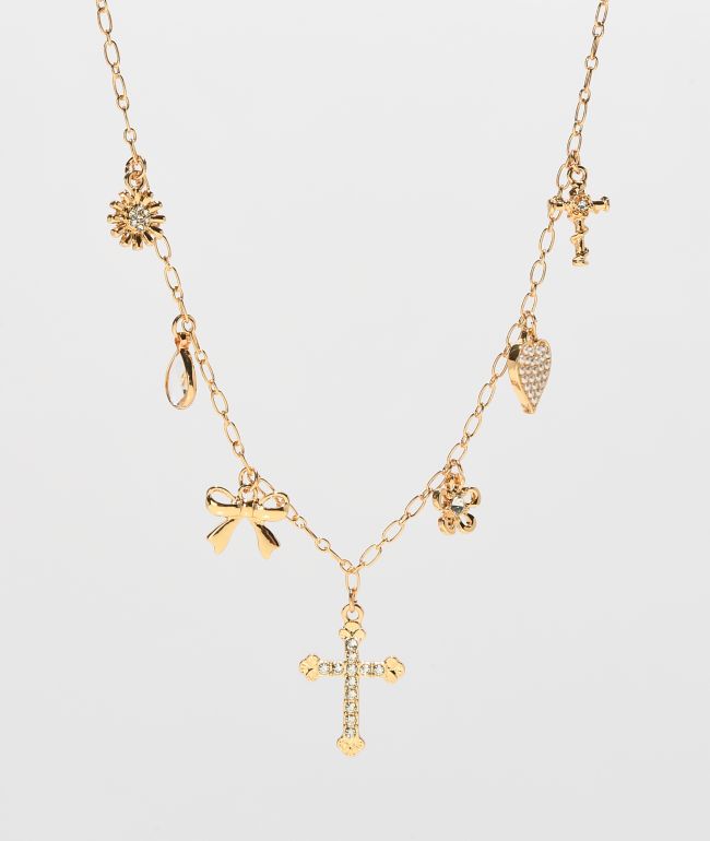 Fantas Eyes Charm Gold Necklace - 