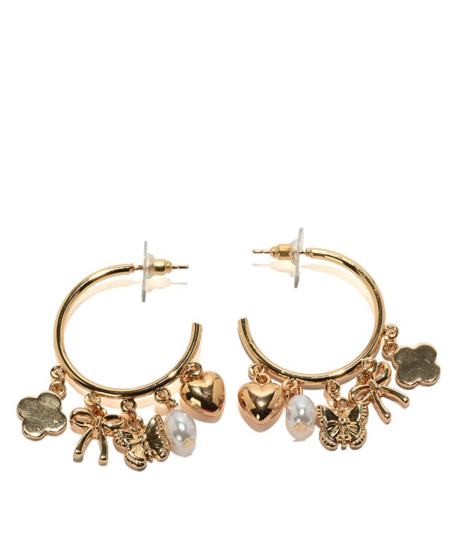 Fantas Eyes Charm Gold Hoop Earrings - Yellow Owl Workshop