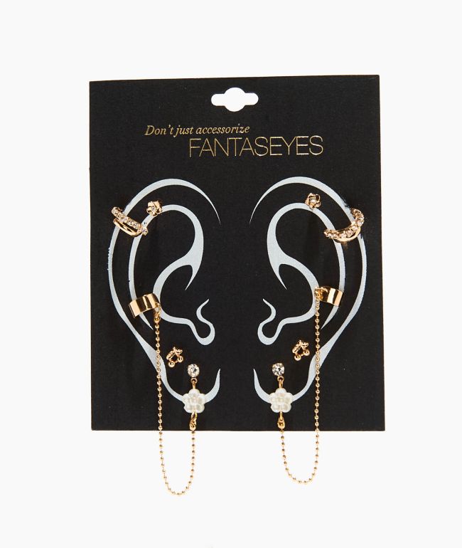 Fantas Eyes Excite Gold Ear Stack Earring Set - FANTAS EYES INC
