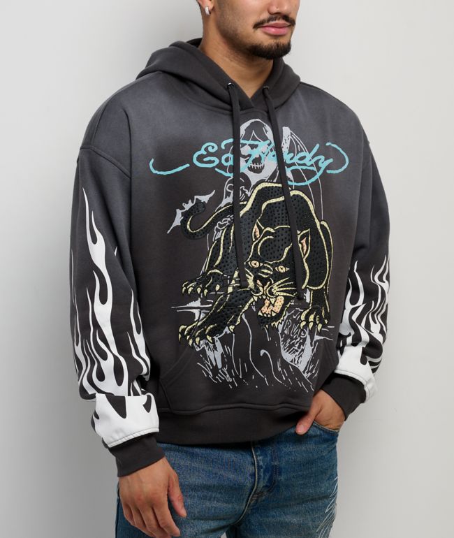 Ed Hardy Dragon Skull Rhinestone Black Zip Hoodie | Zumiez