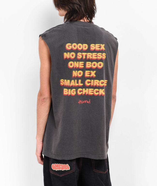 4Hunnid Good Sex Black Wash Muscle Tank Top - 4hunnid