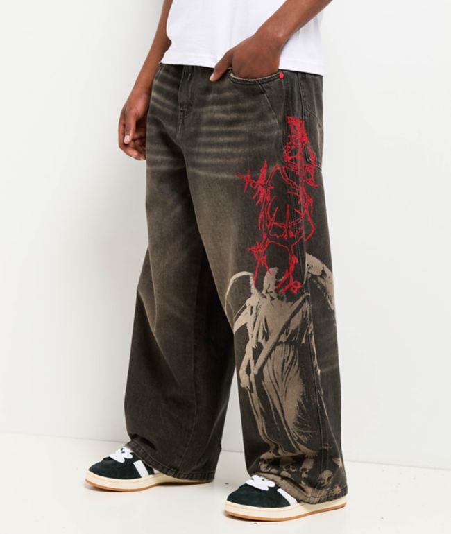 Vitriol Void Angel Ultra Wide Leg Black Jeans - Vitriol