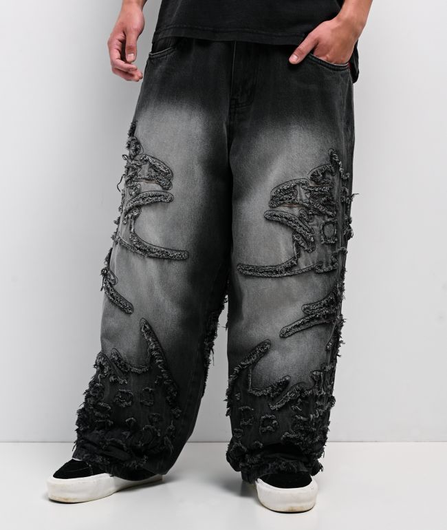 Vitriol Drained Grey Wash Ultra Wide Leg Jeans - Vitriol