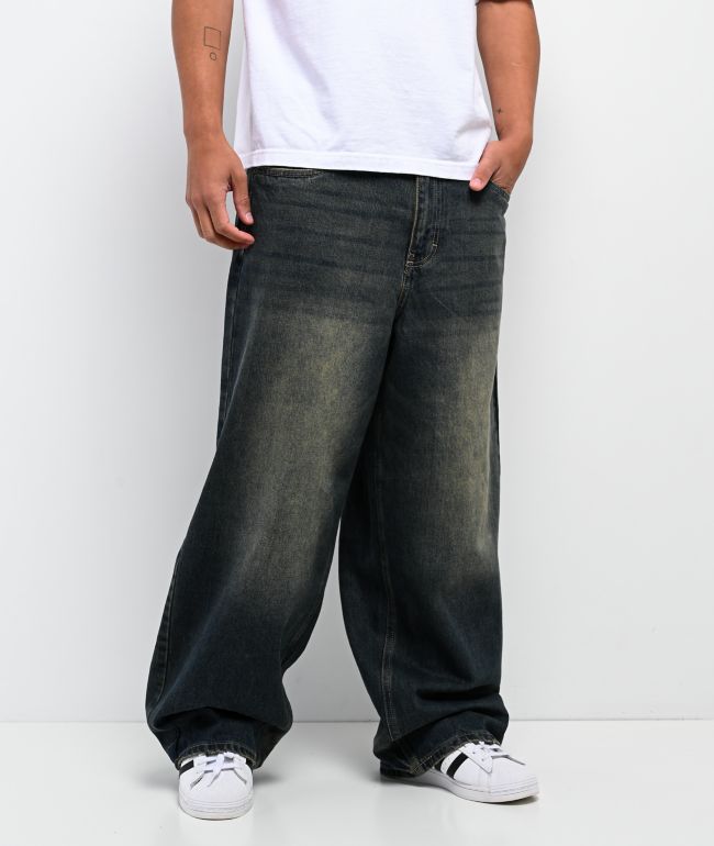Empyre Ramp Blue Dirty Wash Ultra Wide Skate Jeans - Empyre