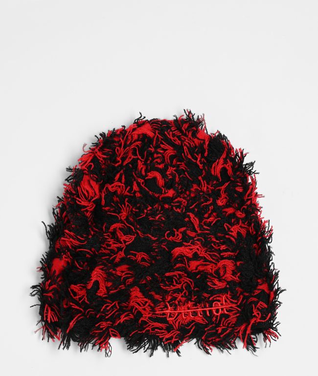 Vitriol Bonham Distressed Black & Red Skully Beanie - Vitriol