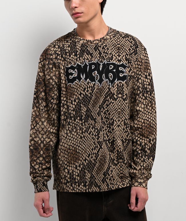Empyre Backwoods Embroidered Brown Long Sleeve T-Shirt - Empyre