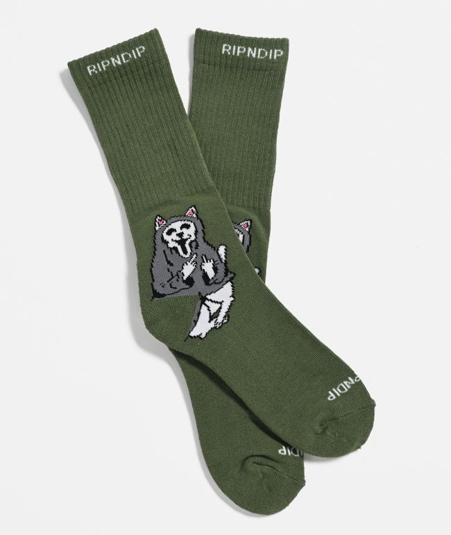 RIPNDIP Trick Or Treat Dark Green Crew Socks - RIPNDIP