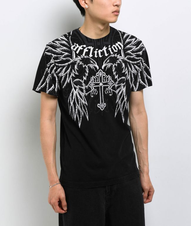 Affliction Seismic Eruption Black Wash T-Shirt - Affliction