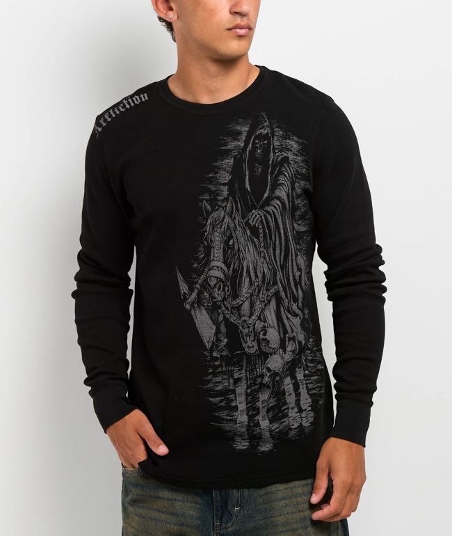 Affliction Shrouded Night Black Thermal Long Sleeve T-Shirt - Affliction