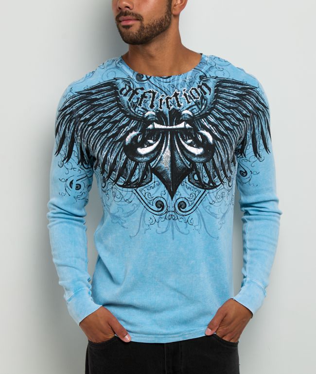 Affliction Ice Blade Blue Thermal Long Sleeve T-Shirt - Affliction