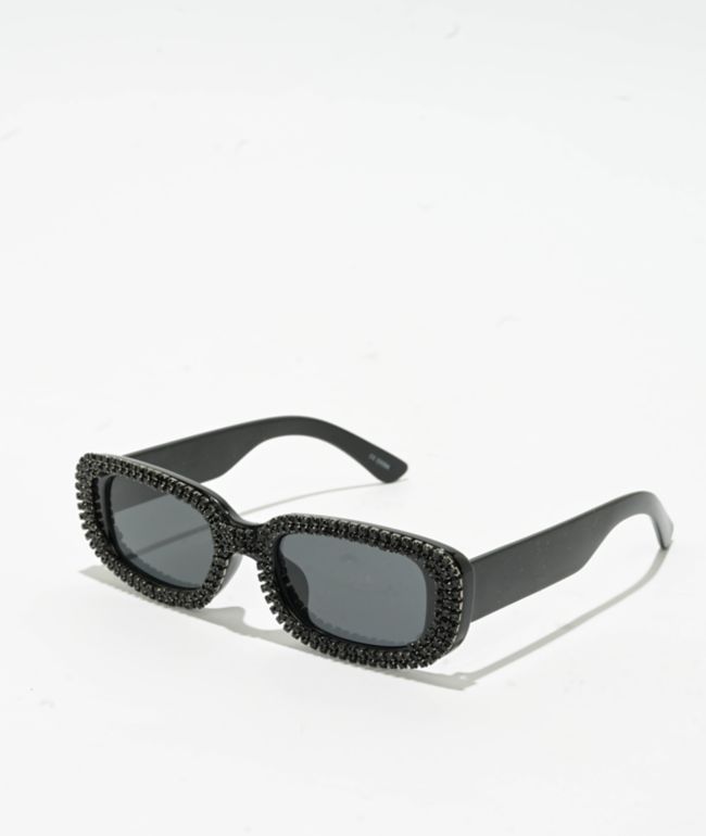 Forehead Black Rhinestone Sunglasses - I SEA