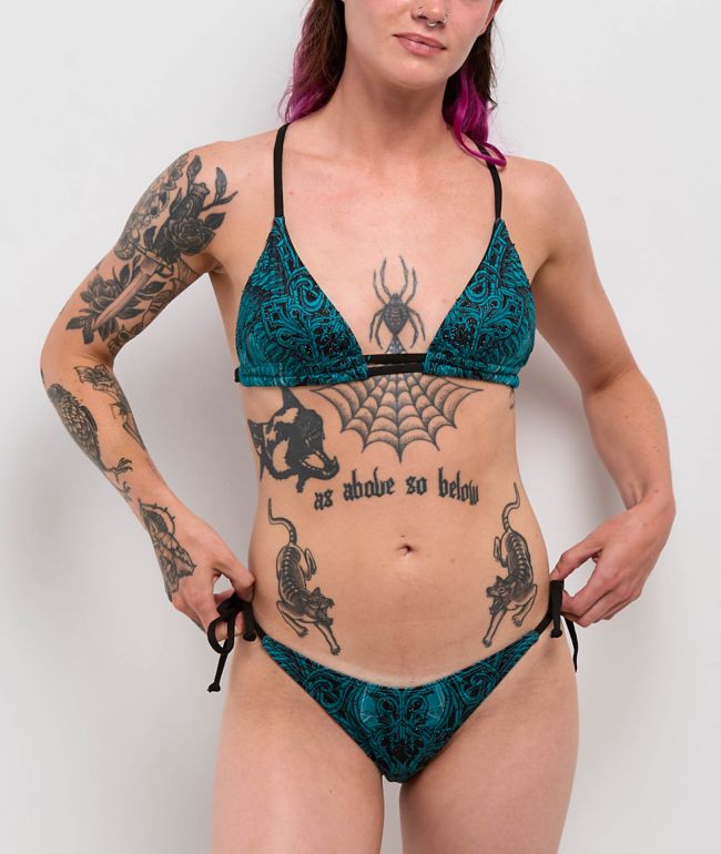 Affliction Eternal Throne Blue High Leg Bikini Bottom - Affliction