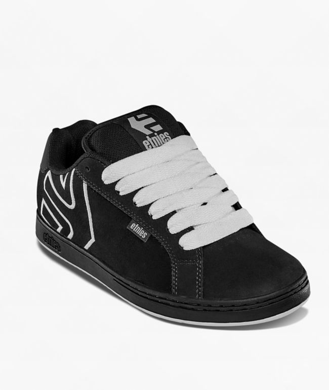 Etnies Fader Black & White Skate Shoes - etnies