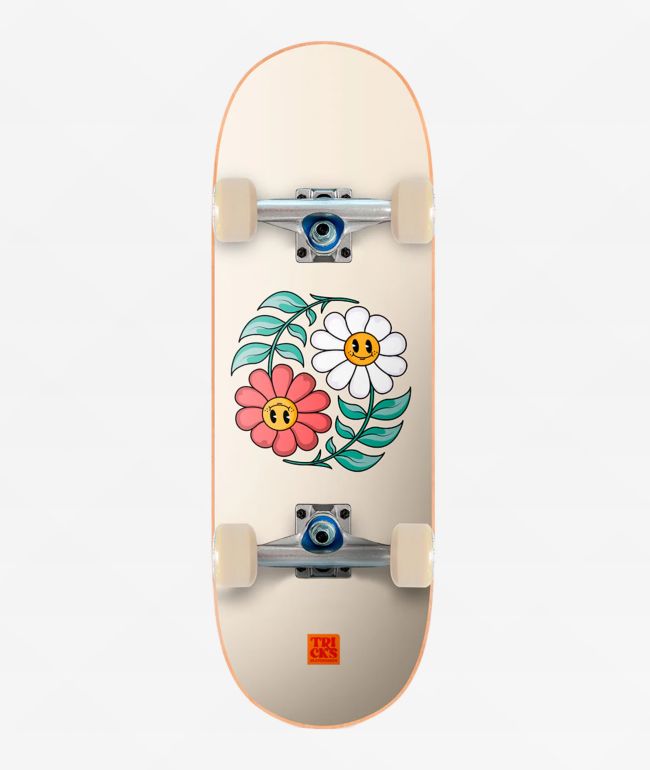 Tricks Kids Yin Yang Flowers 7.87" Skateboard Complete - Tricks