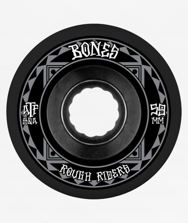 Bones Rough Riders ATF 59mm 80a Black Cruiser Skateboard Wheels - Bones
