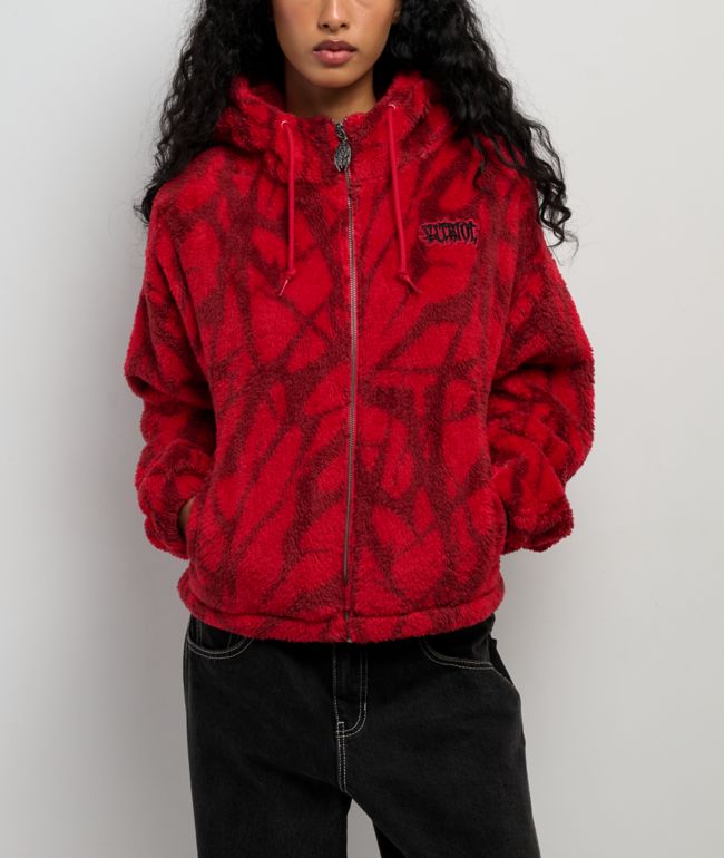 Vitriol Axle Shattered Red Plush Zip Hoodie - Vitriol