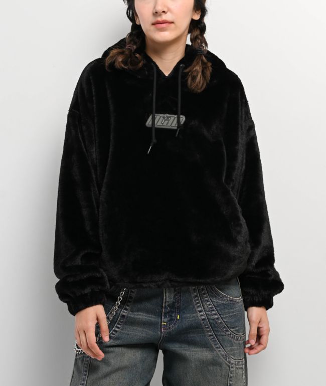 A.LAB Kendallie Bunny Faux Fur Black Hoodie - A.LAB