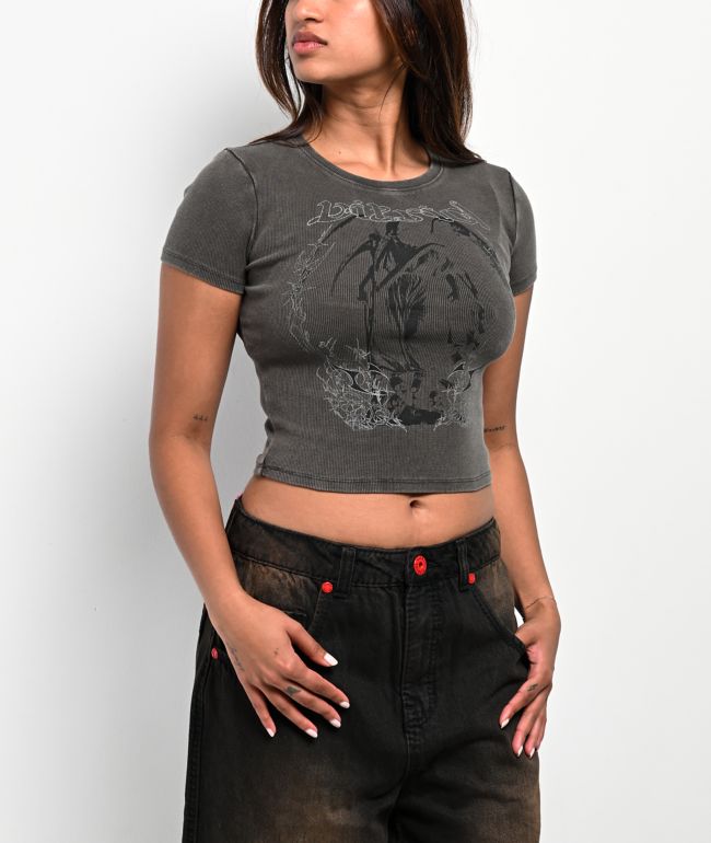 Vitriol Reina Dark Grey Crop T-Shirt - Vitriol