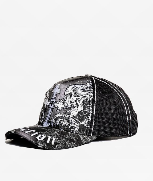 Affliction Winged Up Black Potassium Spray Trucker Hat - Affliction