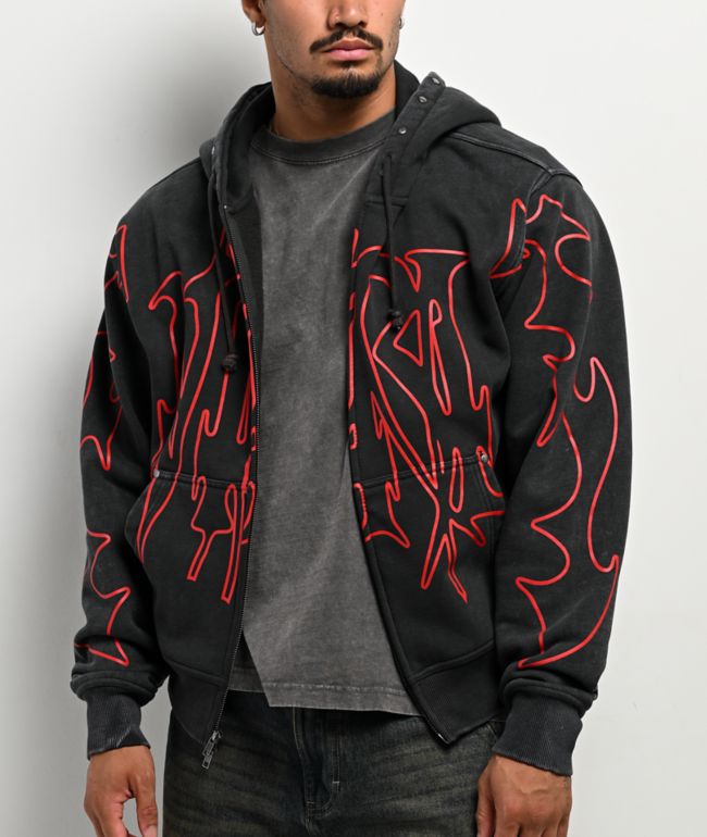 Ninth Hall Fundamentals Sunbleached Black Wash Zip Hoodie | Zumiez