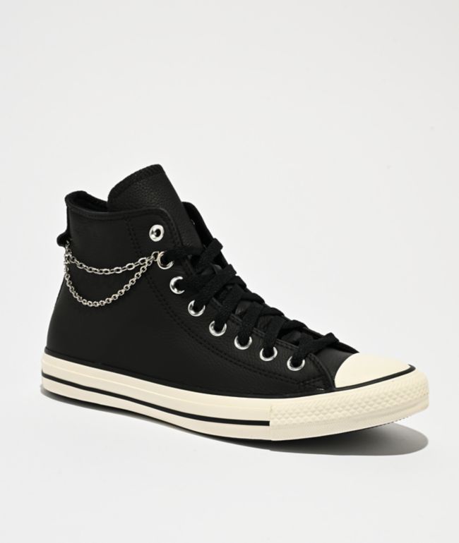 Converse Chains Chuck Taylor All Star Pro Hi Black, Silver & White Skate Shoes - Converse