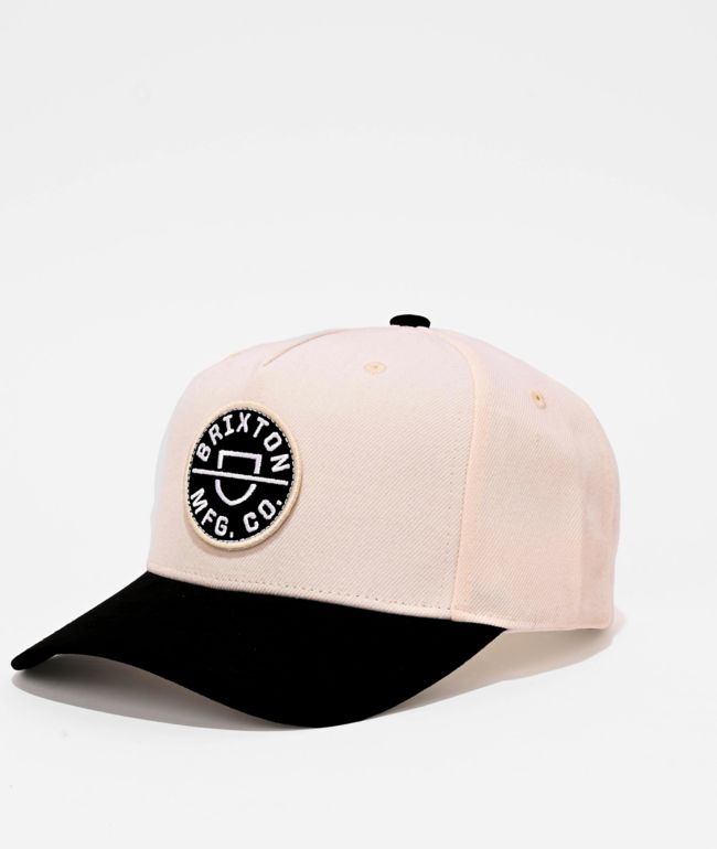 Brixton Crest Off White & Black Netplus Snapback Hat - Brixton