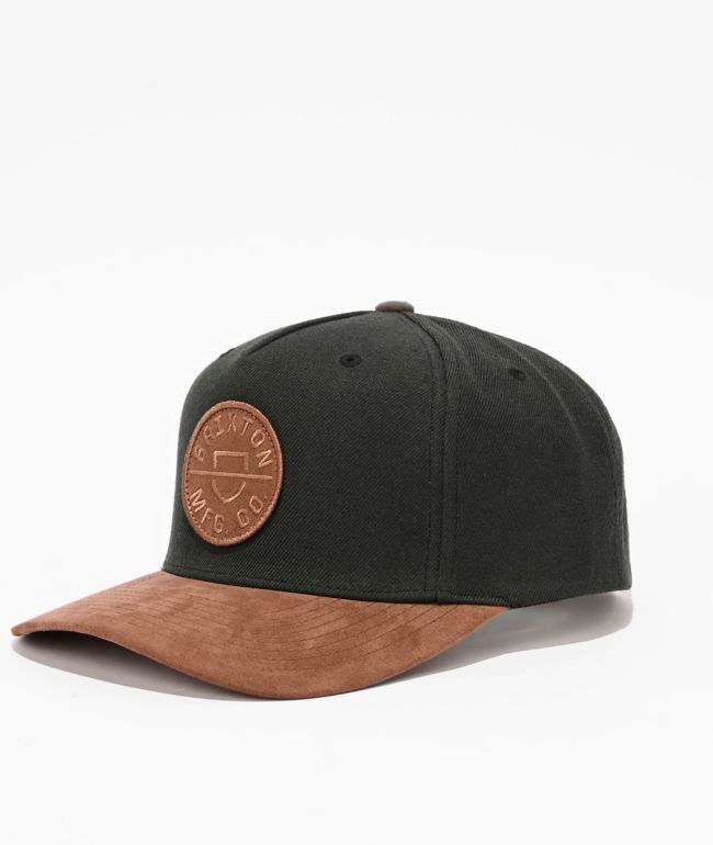 Brixton Crest Black & Brown Netplus Snapback Hat - Brixton