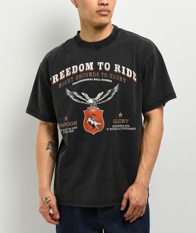 Professional Bull Riders Freedom To Ride Black Wash T-Shirt - PBR - Professional Bull Riders