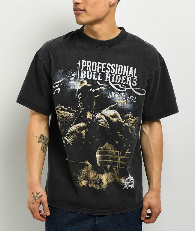 Professional Bull Riders Bull Professor Black Wash T-Shirt - PBR - Professional Bull Riders