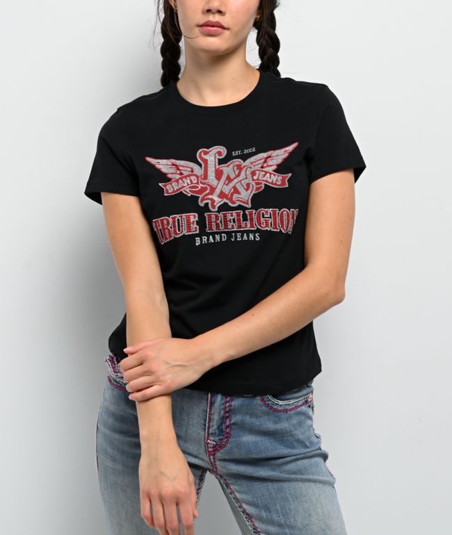 True Religion Wing Crystal Black Crop T-Shirt - True Religion