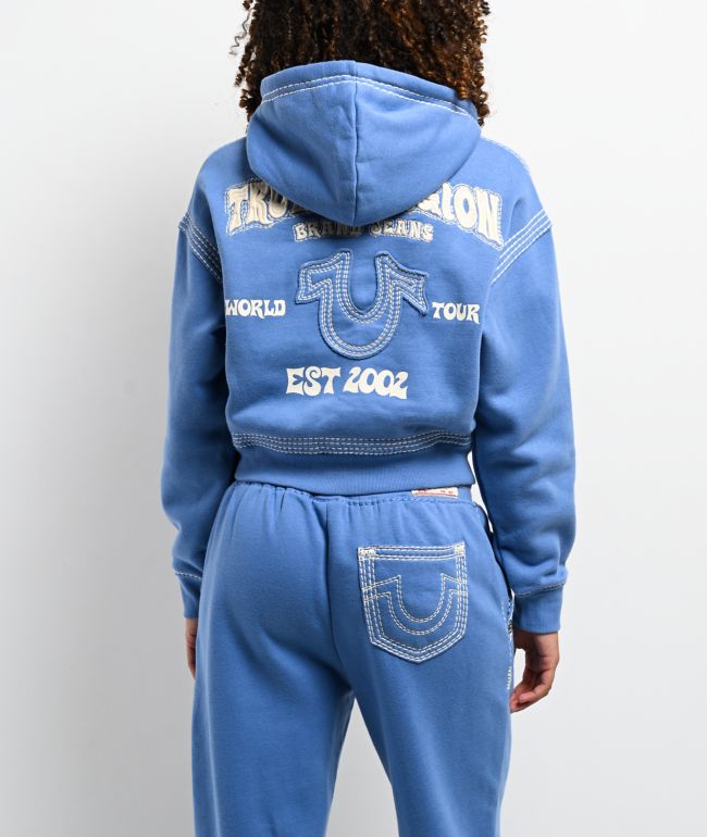 True Religion Super QT Pacific Coast Crop Zip Hoodie - True Religion