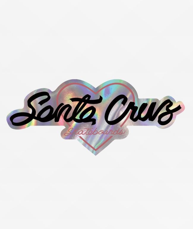 Santa Cruz Love Script Holographic Sticker - Santa Cruz Skate