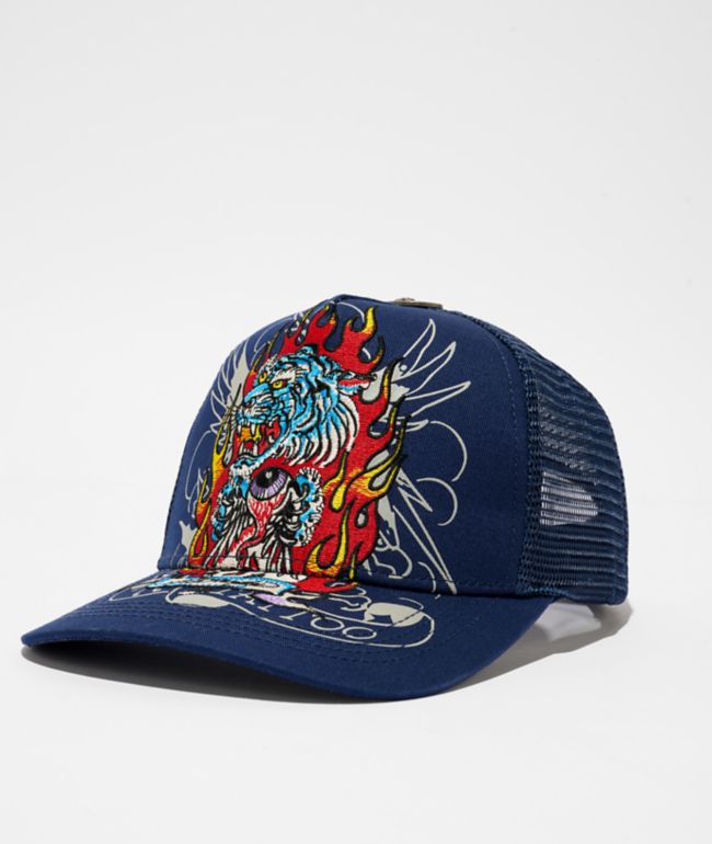 Ed Hardy Mary Rhinestone Ivory Trucker Hat | Zumiez