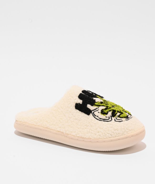 HUF Snow Angel White Fuzzy Slippers - HUF