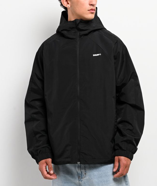 HUF All Caps Black Windbreaker Zip Jacket - HUF