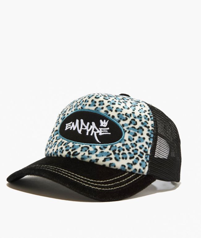 Empyre Jungle Black & Blue Velvet Trucker Hat - Empyre