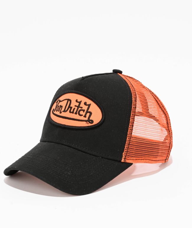 Von Dutch Staple Black & Orange Trucker Hat - Von Dutch