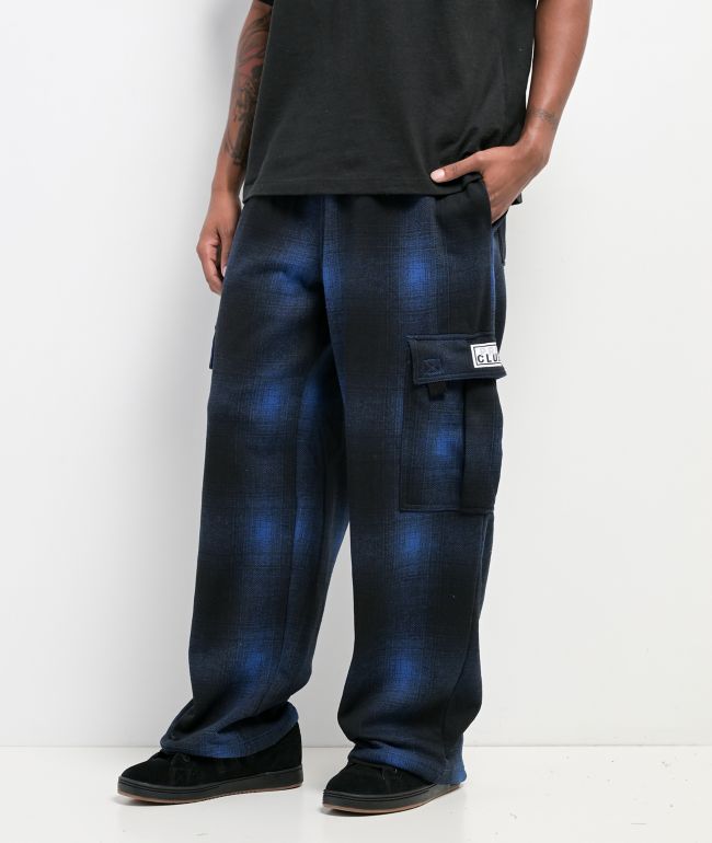 Pro Club Ombre Heavyweight Blue & Black Cargo Sweatpants - Pro Club