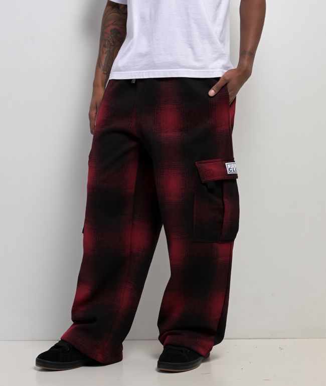 Pro Club Ombre Heavyweight Red & Black Cargo Sweatpants - Pro Club