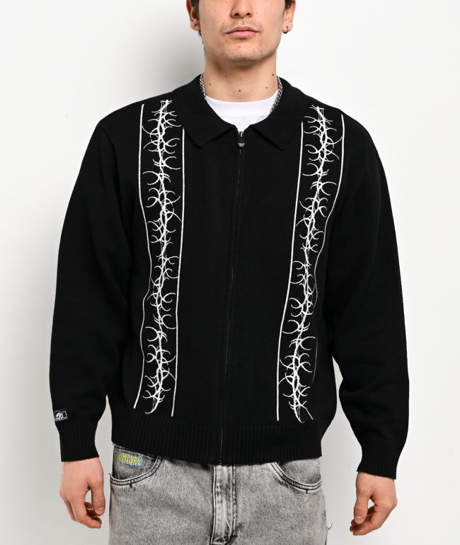 Lurking Class by Sketchy Tank Sin Stripe Black Zip Sweater - Lurking Class by Sketchy Tank