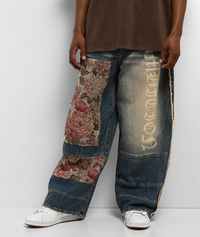 Ninth Hall Astray Ambition Blue Wash Ultra Wide Patchwork Jeans - Ninth Hall