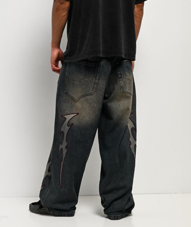 Ninth Hall Astray Ambition Blue Wash Ultra Wide Patchwork Jeans