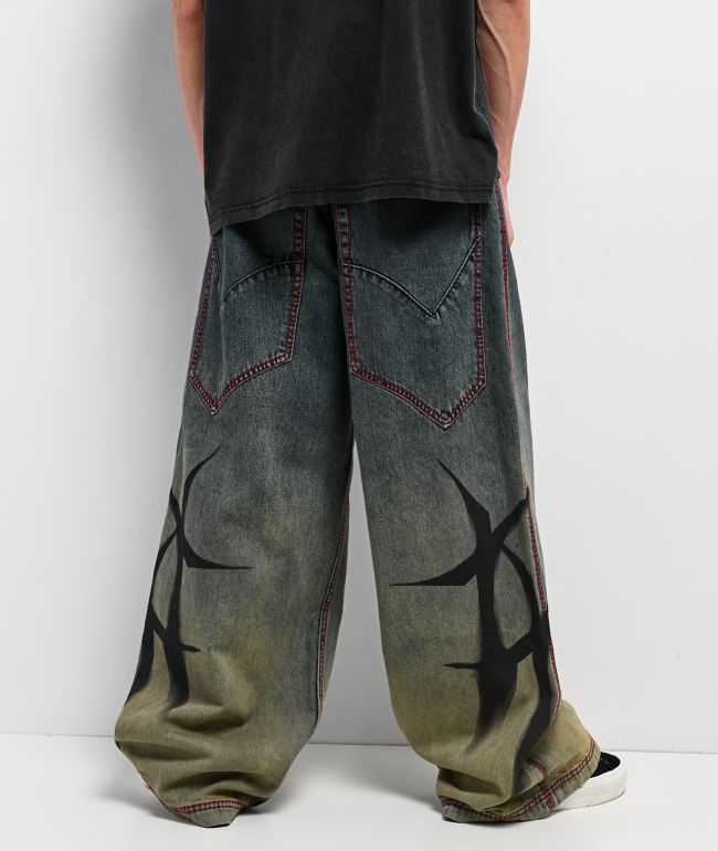 Vitriol Monster Drip Ombre Wash Ultra Wide Jeans - Vitriol