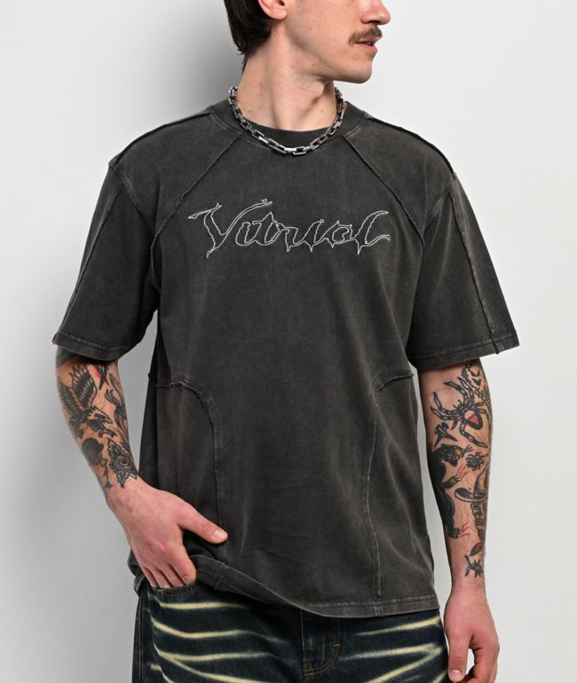 Ninth Hall Shipwreck Black Wash Raw Edge T-Shirt | Zumiez