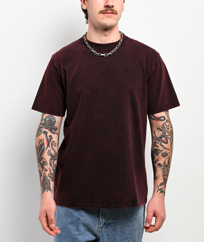 Ninth Hall Fundamentals Dark Red Static Wash T-Shirt - Ninth Hall Fundamentals